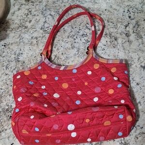 Chic Quilted Polka Dot Tote - Red